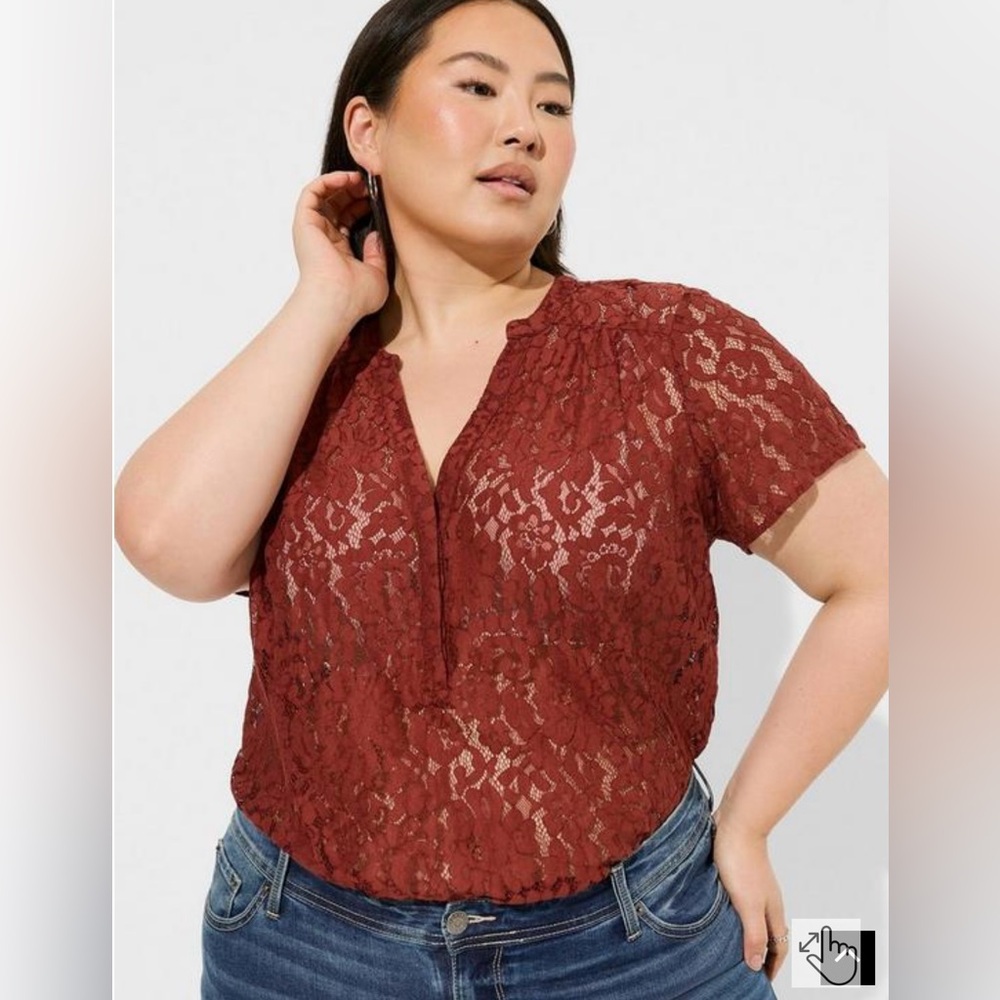 NWOT Torrid Harper Lace Short Sleeve Blouse 2X